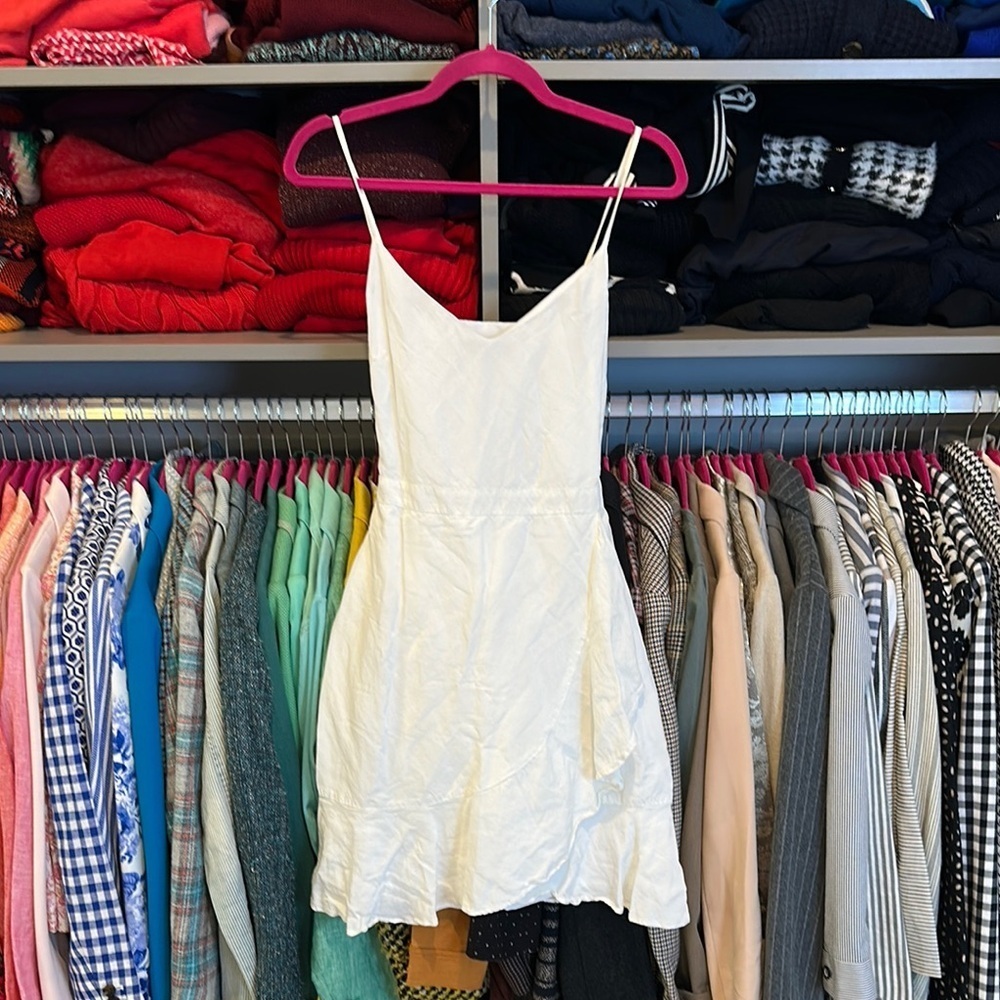 Banana Republic ivory adjustable spaghetti straps tie front dress size 4